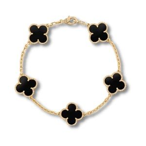 Black Clover Bracelet Collection Four Leaf clover Bracelet. Double Sided